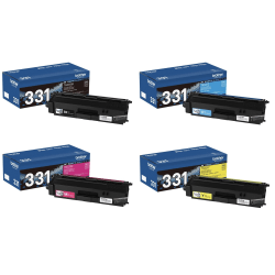 Brother® TN331 4-Color Black/Cyan/Magenta/Yellow Toner Cartridges, Pack Of 4 Cartridges, TN331SET-OD