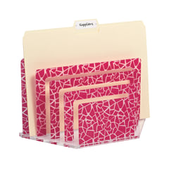 Realspace™ 5-Tier File Sorter, 8 7/8" x 12" x 5 1/4", Clear/Pink Pebble