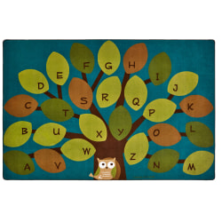 Carpets for Kids® Premium Collection Owl-Phabet Learning Tree Rug, 6' x 9', Blue