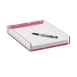 Realspace™ Acrylic And Fabric Letter Tray, 1 13/16" x 12 1/8" x 9 3/8", Clear/Pink Pebble
