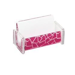 Realspace™ Business Card Holder, 2" x 4 3/8" x 2 1/4", Clear/Pink Pebble
