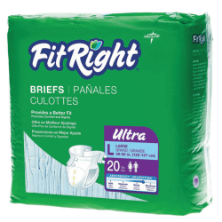 FitRight Ultra Briefs, Large, 48 - 58", Blue, Bag Of 20