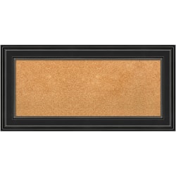 Amanti Art Non-Magnetic Cork Bulletin Board, 36" x 18", Natural, Ridge Black Plastic Frame