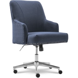 Serta® Leighton Home Mid-Back Office Chair, Twill Fabric, Blue/Chrome