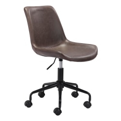 Zuo Modern Byron Faux Leather Mid-Back Office Chair, Brown