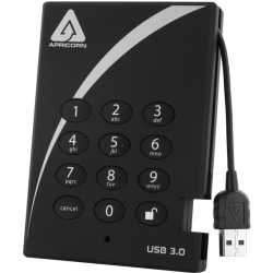Apricorn Aegis Padlock 500GB External USB 3.0 Hard Drive, Black, A25-3PL256-500