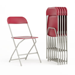 Flash Furniture Hercules Series Plastic Folding Chairs, Red, Set Of 6 Chairs