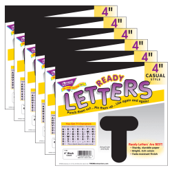TREND Ready Letters®, 4", Casual Uppercase, Black, Set Of 6 Packs