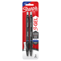 Sharpie® S Gel Pens, Medium Point, 0.7 mm, Black Barrel, Blue Ink, Pack Of 2