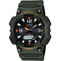 Casio AQS810W-3AV Smart Watch - Wrist - Optical Heart Rate Sensor - Alarm, Stopwatch - Heart Rate - 1.06" - Round - 0.47" - 1.81" - Green, Gray, Black, Orange