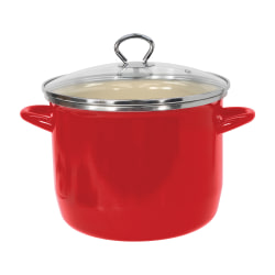Vasconia® 8-Qt Steel Stockpot With Glass Lid, 7-7/16" x 9-5/8" x 9-13/16", Red