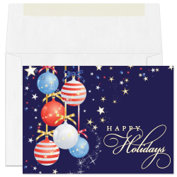 Custom Full-Color Holiday Cards With Envelopes, 7" x 5", Patriotic Glow, Box Of 25 Cards/Envelopes
