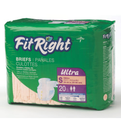 FitRight Ultra Briefs, Small, 20 - 33", Peach, Bag Of 20