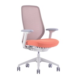WorkPro® 6000 Series Multifunction Ergonomic Mesh/Fabric High-Back Executive Chair, White Frame/Orange Seat, BIFMA Compliant