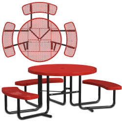 Leisure Craft Round ADA Outdoor Picnic Table, 29-1/4"H x 63-1/2"W x 81"D, Black/Red