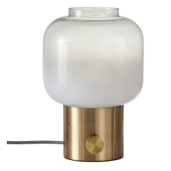 Adesso® Lewis Table Lamp, 12"H, White Shade/Antique-Brass Base