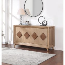 Coast to Coast Sherwood 65"W Transitional Credenza With 4 Doors, Brown
