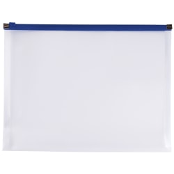 Office Depot® Brand Poly Zip Envelope, Letter Size, Clear/Blue