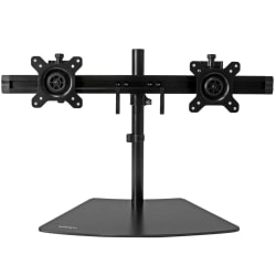 StarTech.com Dual Monitor Stand - Horizontal - For up to 24" VESA Monitors - Black - Adjustable Computer Monitor Stand - Steel & Aluminum