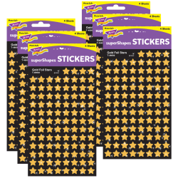 Trend superShapes Stickers, Gold Foil Stars, 400 Stickers Per Pack, Set Of 6 Packs