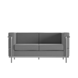 Flash Furniture HERCULES Regal Series Contemporary Leathersoft Loveseat with Double Bar Encasing Frame, Gray