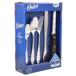 Oster Silvermist 20-Piece Stainless Steel Flatware Set With Steak Knives, Silver