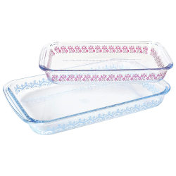 Spice By Tia Mowry 2-Piece Glass Baker Set, Blue/Pink