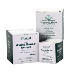 Medline Caring Nonwoven Sterile Gauze Sponges, 2" x 2", White, 50 Sponges Per Pack, Case Of 30 Packs