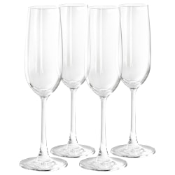 Martha Stewart 4-Piece Flute Glass Set, 7.3 Oz, Clear
