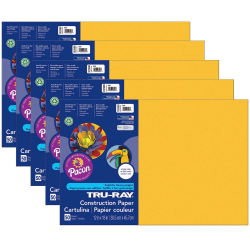 Pacon® Tru-Ray Construction Paper, 12" x 18", Gold, 50 Sheets Per Pack, Set Of 5 Packs