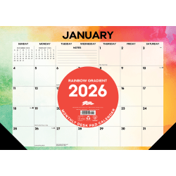 2026 Willow Creek Press Monthly Desk Pad Calendar, 12" x 17", Rainbow Gradient, January To December, 57155
