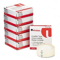 Universal Invisible Tape - 0.75" Width x 1000" Length - 1" Core - Removable - Dispenser Not Included - 6 / Pack - Clear