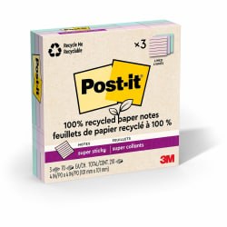 Post-it® Super Sticky Adhesive Note - 210 - 4" Flag/Note Wx4" Flag/Note L- 70 Sheets per Pad - Assorted Wanderlust Pastel - 3/Pack - 675R3SSNRP