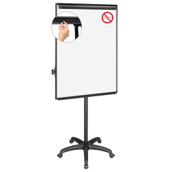MasterVision® Easy Clean™ Mobile Non-Magnetic Dry-Erase Whiteboard Easel, 32" x 41", Aluminum Frame With Silver Finish