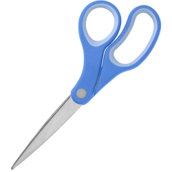 Sparco 8" Bent Multipurpose Scissors - 8" Overall Length - Bent - Stainless Steel - Blue - 1 Each