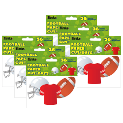 Eureka School Paper Cut Outs, 5", Football, 36 Cut Outs Per Pack, Set Of 3 Packs