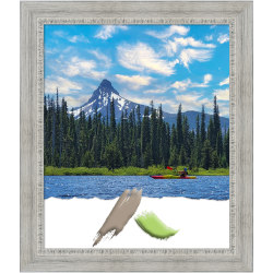 Amanti Art Wood Picture Frame, 24" x 28", Matted For 20" x 24", Rustic White Wash