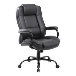 Boss Office Products Heavy-Duty Ergonomic LeatherPlus™ Bonded Leather High-Back Chair, Black