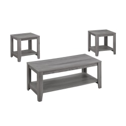 Monarch Specialties 3-Piece Coffee Table Set With Shelves, Rectangle, Gray Sonoma Oak