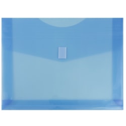 JAM Paper® Plastic Booklet Expansion Envelopes, Letter-Size, 9 3/4" x 13", Hook & Loop Closure, Light Blue, Pack Of 12