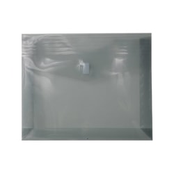 JAM Paper® Plastic Booklet Expansion Envelopes, Letter-Size, 9 3/4" x 11 3/4", Hook & Loop Closure, Smoke, Pack Of 12