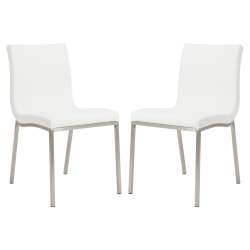Eurostyle Scott Side Chairs, White/Brushed Steel, Set Of 2 Chairs