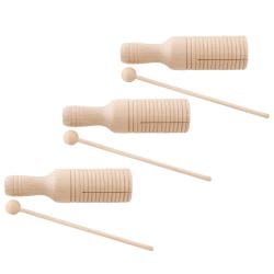 Westco Educational Products Medium Guiro Crow Sounders With Mallet, Brown, Pack Of 3 Sounders