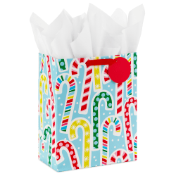 Hallmark 13" Large Christmas Gift Bag With Tissue Paper (Candy Canes on Blue)