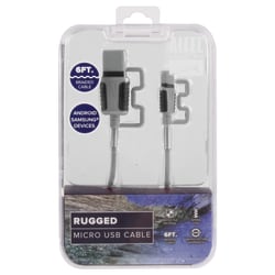 Altec Lansing® Braided Micro USB Cable, 6', Silver