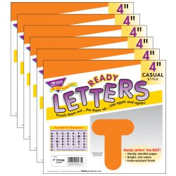 TREND Ready Letters®, 4", Casual Uppercase, Orange, Set Of 6 Packs