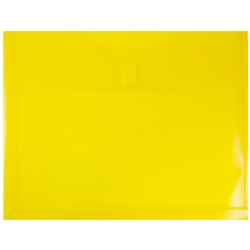 JAM Paper® Plastic Booklet Expansion Envelopes, Letter-Size, 9 3/4" x 13", Hook & Loop Closure, Dark Yellow, Pack Of 12