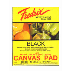 Fredrix Black Canvas Pads, 9" x 12", 10 Sheets, Pack Of 2