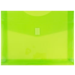JAM Paper® Plastic Booklet Expansion Envelopes, Letter-Size, 9 3/4" x 13", Hook & Loop Closure, Lime Green, Pack Of 12