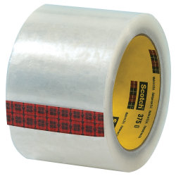 3M® 375 Carton Sealing Tape, 3" x 55 Yd., Clear, Case Of 24
